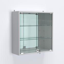 Витрина настенная №201-2А с зеркалом, Серый
