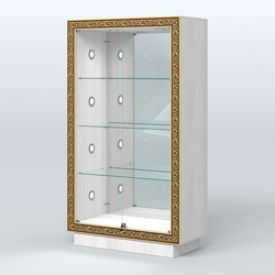 Низкая выставочная витрина с декором НБА-7С, Ясень Анкор светлый