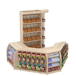 Комплект кассовой зоны со скосами и стеллажами под конфеты и орехи малый №1-1, Дуб сонома