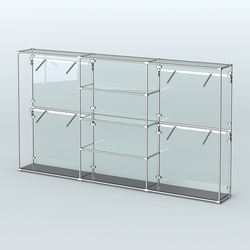 Торговая система ХРОМ (задняя стенка - стекло) 3600 мм с прозрачными полками и поручнями №5, Черный