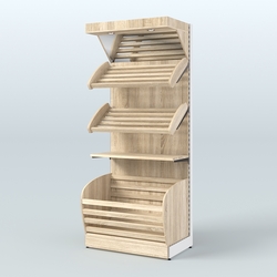 Стеллаж для хлеба и выпечки с нижней корзиной - накопителем и фризом Феникс №12ФК, Дуб сонома