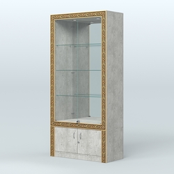 Витрина с декором и зеркалом №ВБА-3, Метрополитан Грей