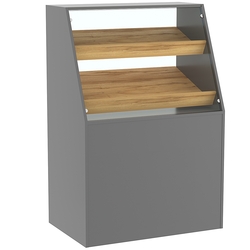 Торговый прилавок для выпечки с двумя наклонными полками серии BAKERY №1 , Темно-Серый  + Дуб Золотистый