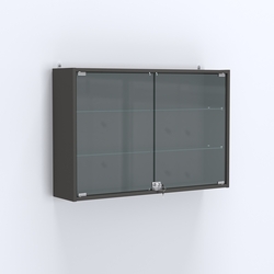 Витрина настенная №203-1А широкая со стеклянными полками, Дуб Венге