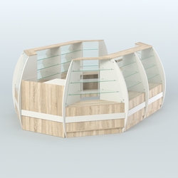 Торговый островок из стекла и дсп БРИЗ средний №3, Белый + Дуб Сонома