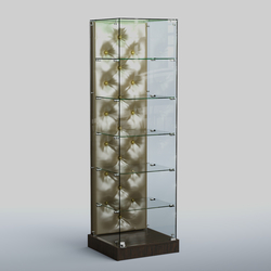 Низкая стеклянная витрина КАПИТОНЕ №501-ХП, Дуб Венге + Экокожа золотистая