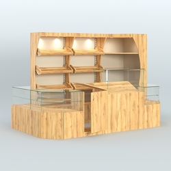 Угловой павильон для небольшого магазина по продаже хлеба и выпечки №2, Дуб Золотистый и Крем Вайс