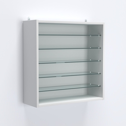 Витрина настенная №201-5Г открытая с пятью прозрачными полками, Белый