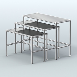 Комплект столов №1-5 с полками зеркало 4мм, Черный