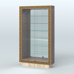 Низкая витрина с декором и узкими полками НБА-11, Ясень Анкор темный и Дуб Сонома