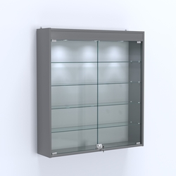 Витрина настенная №204-3А с подсветкой, Темно-Серый