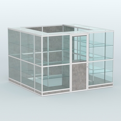 Павильон из профиля пристенный №9г (6,75 кв. м), Бетон Чикаго светло-серый F186 ST9