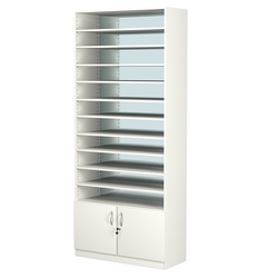 Стеллаж из ДСП с 10-ю полками 350x900 мм серии LEVEL-10 №13-2 (З/C - ЗЕРКАЛО), Белый