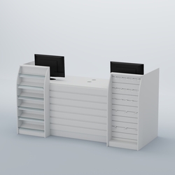 Ресепшен Атлант с накладными планками наклонными полками и экономпанелью №9, Белый