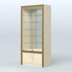 Витрина с декором и замками  из хрома №ВБА-503, Крем Вайс