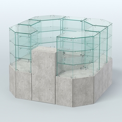 Стеклянный островок-павильон серии КОЛЬЦО квадратный №5, Метрополитан Грей