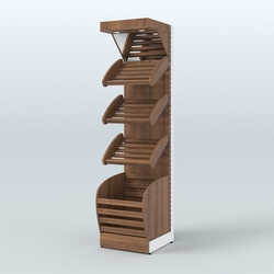 Стеллаж для хлеба и выпечки с нижней корзиной и фризом Феникс №4КФ, Орех