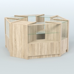Торговый островок в стиле ЛОФТ с одним рядом прозрачных полок №2 (4,72 кв.м), Дуб Сонома