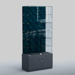 Высокая стеклянная витрина КАПИТОНЕ №505, Темно-серый + 11 Blue