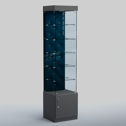 Высокая стеклянная витрина КАПИТОНЕ №502, Темно-серый + 11 Blue