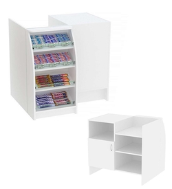 Торговый кассовый прилавок импульсных покупок двухсекционный из ДСП Импульс №1-3-450, Белый