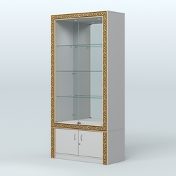 Витрина с декором и зеркалом №ВБА-3, Серый