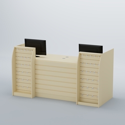 Ресепшен Атлант с накладными планками и экономпанелями №8, Крем Вайс