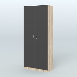 Аптечный шкаф широкий для одежды персонала №4, Дуб Сонома + Черный