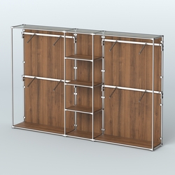 Торговая система ХРОМ (задняя стенка - ДСП) 3030 мм с полками ДСП и поручнями №8, Орех