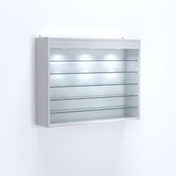 Витрина настенная №203-7Г открытая с пятью полками и фризом, Серый