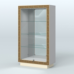 Низкая зеркальная витрина с декором НБА-7, Серый + Крем Вайс