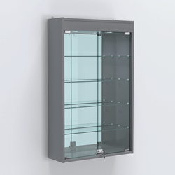 Витрина настенная №202-4А зеркальная с четырьмя полками и подсветкой, Темно-Серый