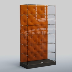 Низкая стеклянная витрина с КРЕМОВЫМ БАРХАТОМ ХП-505 (карета золото), Черный + 08 Mustard