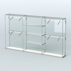 Торговая система ХРОМ (задняя стенка - стекло) 3600 мм с зеркальными полками и поручнями №5, Белый