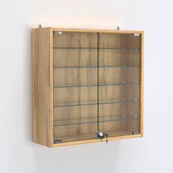 Витрина настенная №201-5А с пятью прозрачными полками, Дуб Золотистый