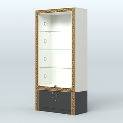 Витрина с декором и тумбой №ВБА-1С, Белый и Черный