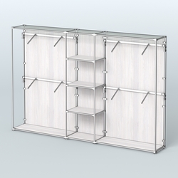 Торговая система ХРОМ (задняя стенка - ДСП) 3030 мм с полками ДСП и поручнями №8, Ясень Анкор светлый