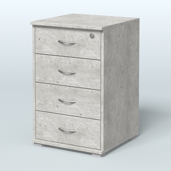 Тумба Нотте подкатная (4 ящика с замком), Метрополитан Грей