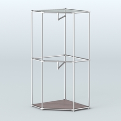 Угловой стеллаж Хром №6 с поручнями, Ясень Анкор темный