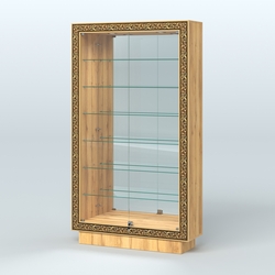 Низкая витрина с декором и узкими полками НБА-11, Дуб Золотистый