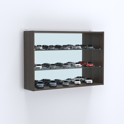 Витрина настенная №203-2Г с двумя полками из стекла и зеркалом, Дуб Венге