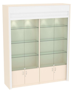 Торговая витрина двухсекционная с рольставнями ЭКДВ-300-1, Крем Вайс