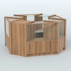 Торговый островок в стиле ЛОФТ с одним рядом прозрачных полок №2 (4,72 кв.м), Орех