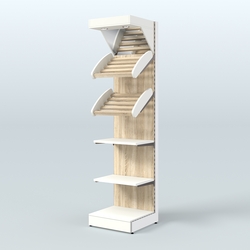 Стеллаж для хлеба и выпечки с полками - корзинами и фризом Феникс №15Ф, Белый + Дуб Сонома