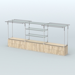 Островная торговая система ХРОМ 3600 мм с тумбами Т14, Т21 и поручнями №4, Дуб Сонома