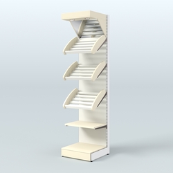 Стеллаж для хлеба и выпечки с полками - корзинами и фризом Феникс №16Ф, Крем Вайс + Белый