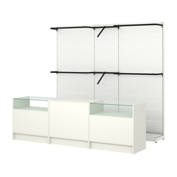 Комплект стеллажей с комбо поручнями и прилавков ЭК-2 для торговли одеждой №9, Белый