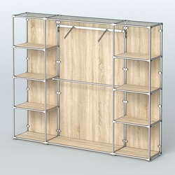 Торговая система ХРОМ (задняя стенка - ДСП) 2430 мм с полками ДСП и поручнями №11, Дуб Сонома