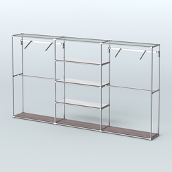 Торговая система ХРОМ без ДСП 3600 мм с зеркальными полками и поручнями №10, Ясень Анкор темный