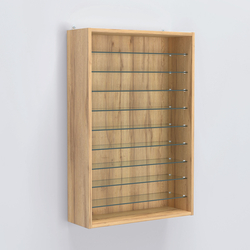 Витрина настенная №202-5Г открытая с девятью полками, Дуб Золотистый